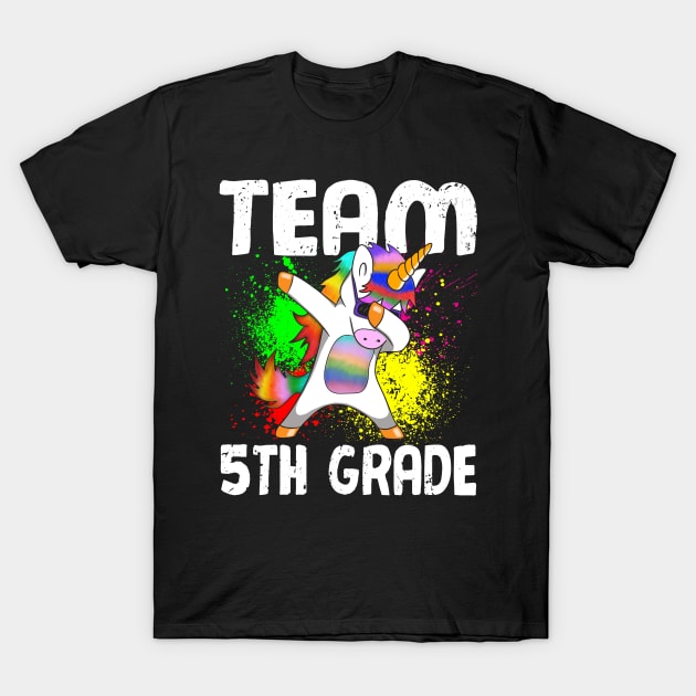 Team 5th Grade Unicorn Dabbing Funny T-Shirt by Tuyetle